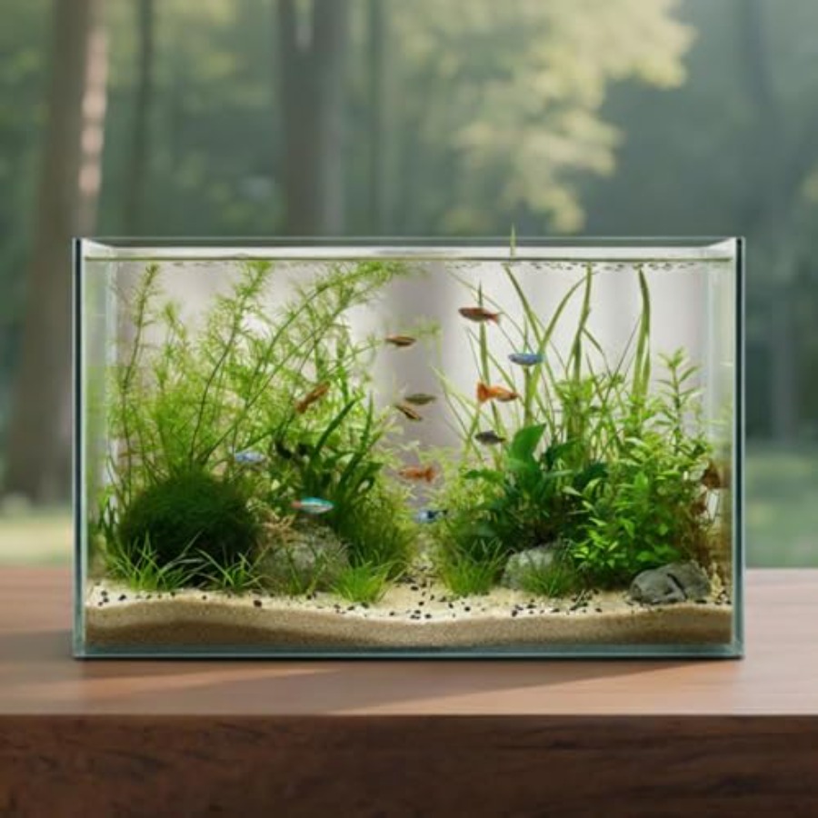 Planted Aquarium For Betta - Glass Fish Tank Open-Back Lid Small