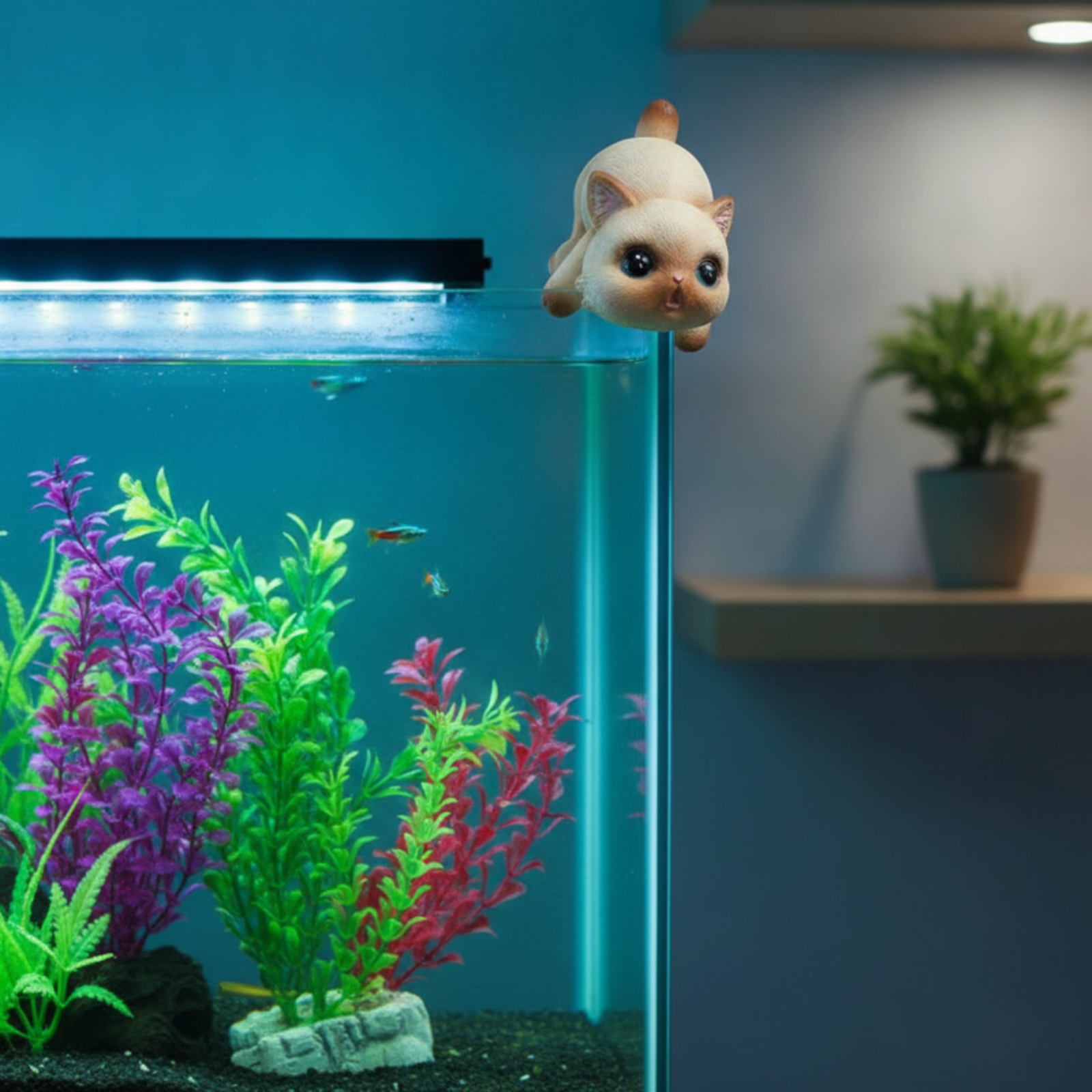 Hanging Cat Figurine Resin Cat - Planted Aquarium Models のレビューと価格