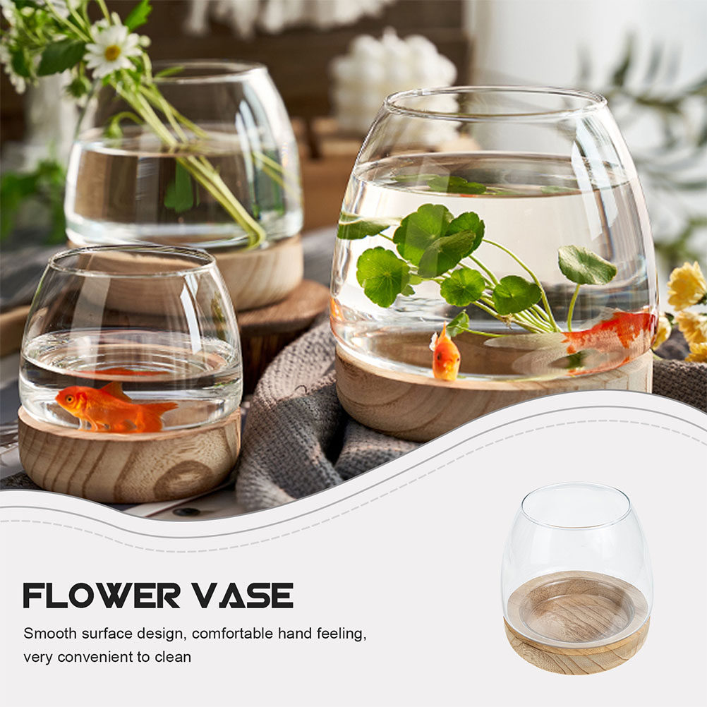 1Set Wooden Base Glass Hydropo - Aquarium Plants のレビューと価格