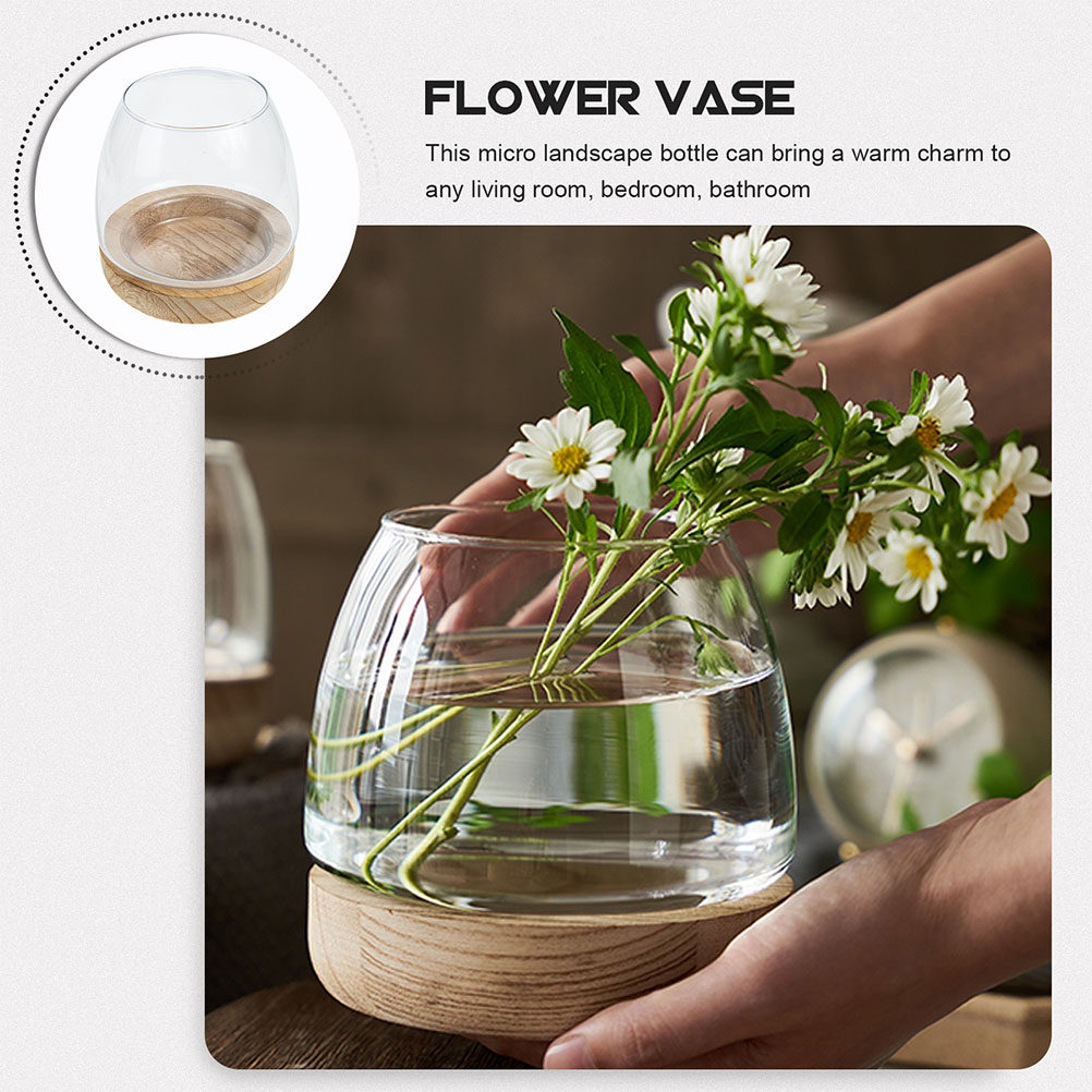 1Set Wooden Base Glass Hydropo - Aquarium Plants のレビューと価格